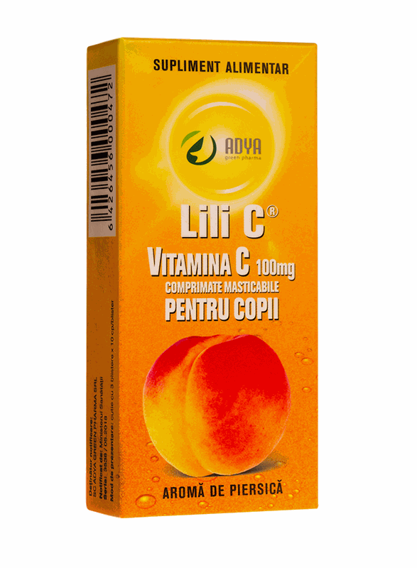 Lili C Vitamina C 100mg Piersica x 30cpr Adya Green