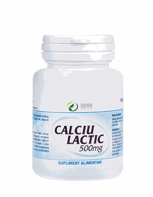 Calciu Lactic 500mg x 100cpr Adya Green