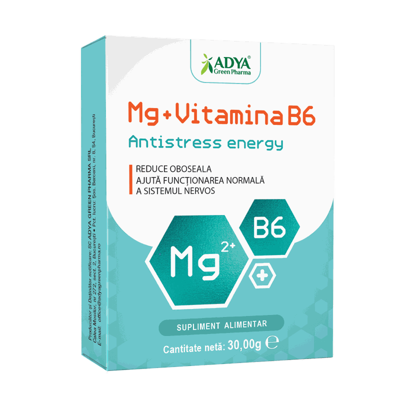 Antistress Energy Magneziu Vitamina B6 x 30cpr mast Adya Green