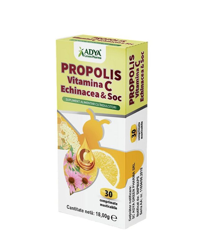 Propolis & Vitamina C & Echinacea & Soc x 30cpr mast Adya Green
