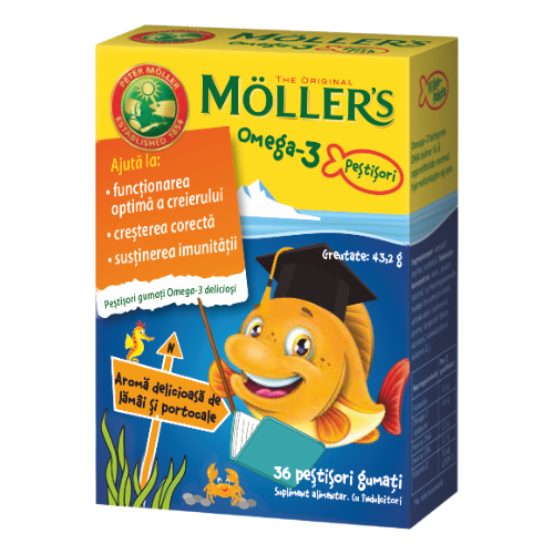 Moller s Omega 3 Pestisori Lamaie si Portocale x 36jeleuri