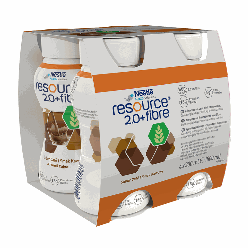 Nestle Resource 2.0 + Fibre Coffee 200ml x 4fl