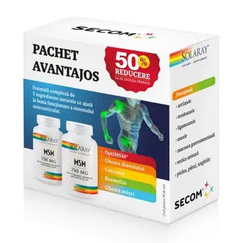 Secom MSM 750mg x 90cps Solaray Pachet 1+1 50%