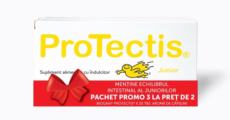 Protectis Junior Capsuni  x 20cpr mast 2+1 Pachet Avantajos Biogaia