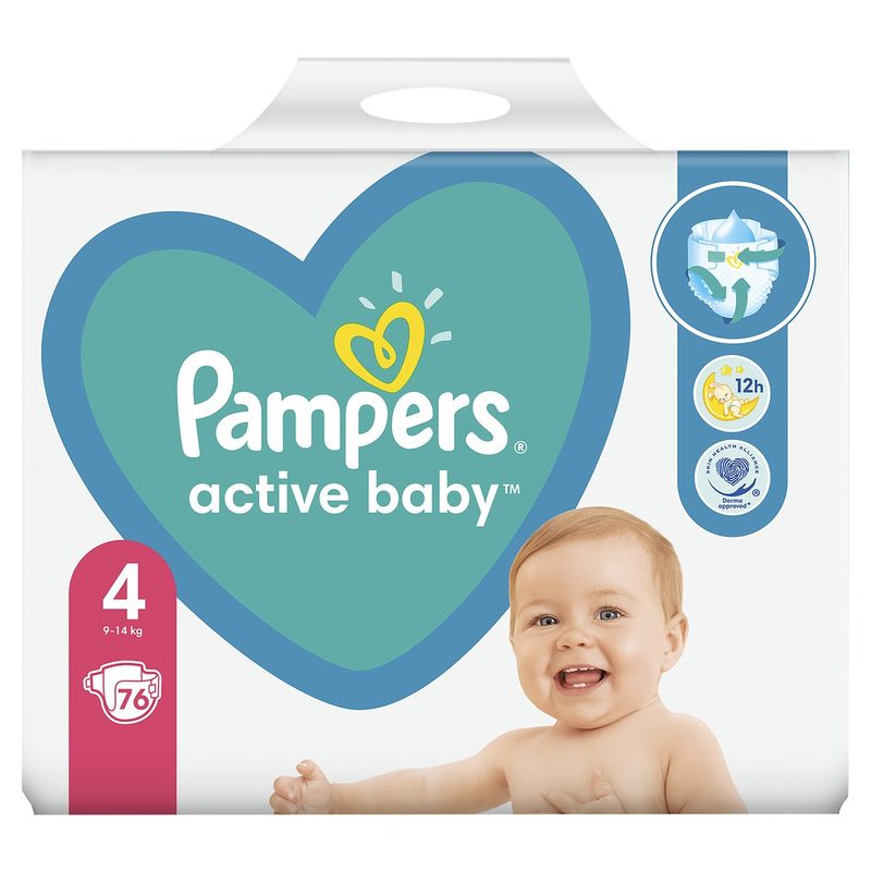 Pampers 4 Active Baby Maxi 9-14kg x 76buc (1)