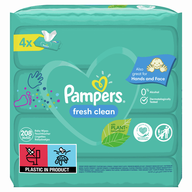 Pampers Servetele Umede Fresh Clean 4 Pachete (4x52) 208buc