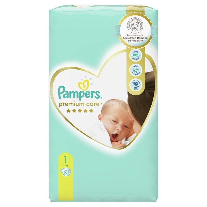 Pampers Premium Care 1 New Born 2-5kg x 52buc