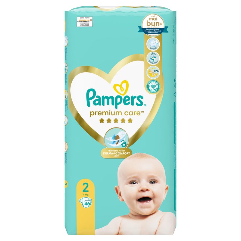 Pampers 2 Prem Care Nou Nascut, 4-8 kg 46 buc