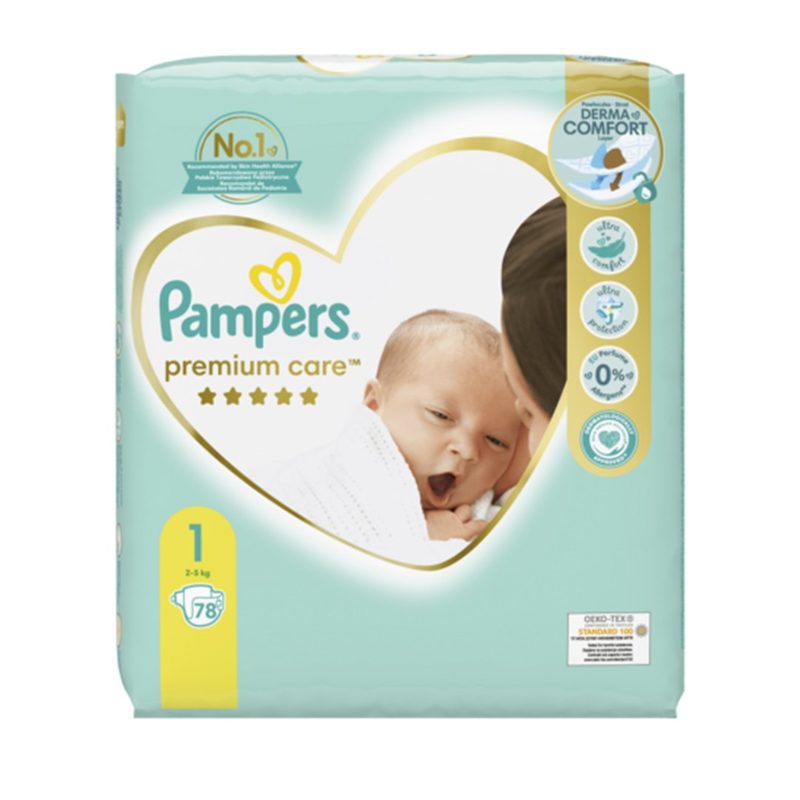 Pampers Premium Care 1 New Born 2-5kg x 78buc