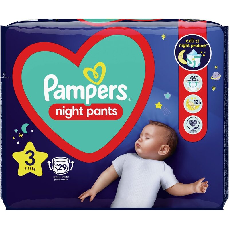 Pampers 3 Night Pants Chilotei de Noapte 6-11kg x 29buc