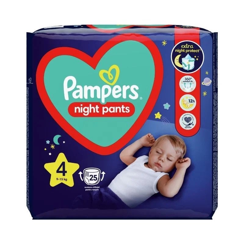 Pampers 4 Pants Night Chilotel de Noapte 9-15kg x 25buc