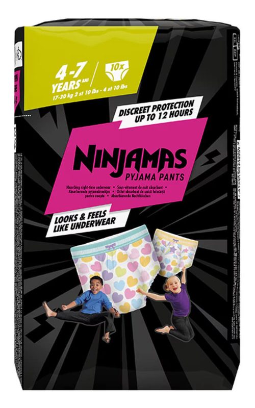 Ninjamas S7 Scutece-Chilotel pt Noapte 4-7ani 17-30kg x 10buc Baiat