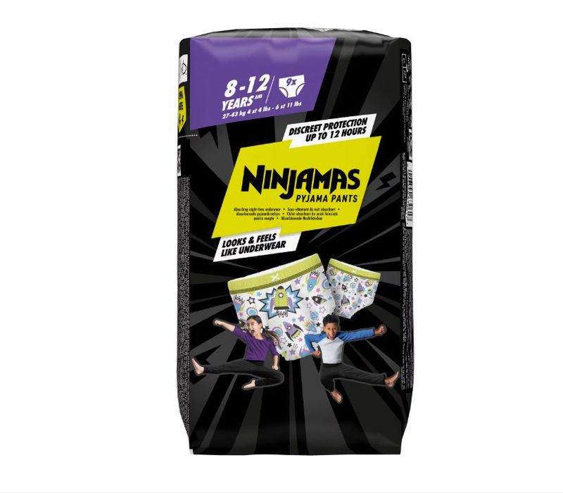 Ninjamas S8 Scutece-Chilotel pt Noapte 8-12ani 27-43kg x 9buc Baiat