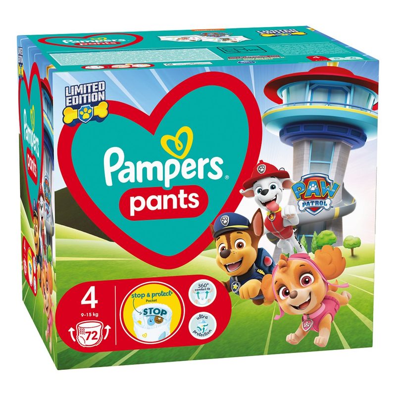 Pampers 4 Pants Active Baby Patrula Catelusilor 9-15kg x 72buc