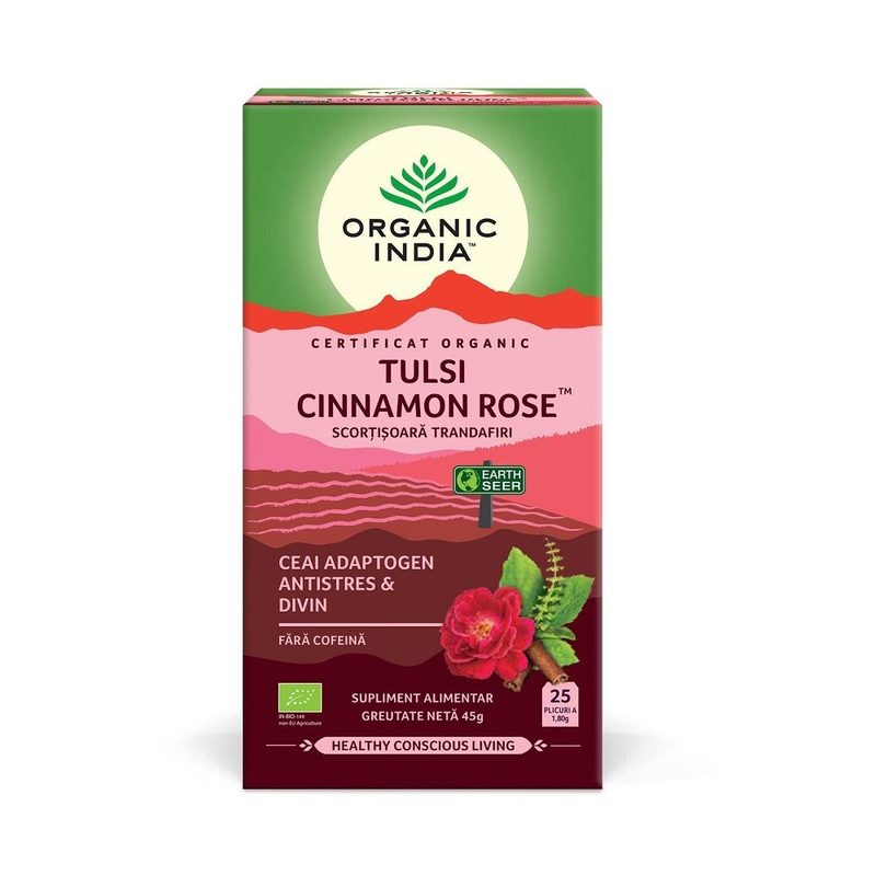 Ceai Bio Tulsi Adaptogen Scortisoara Ceylon si Trandafir x 25plic Organic India