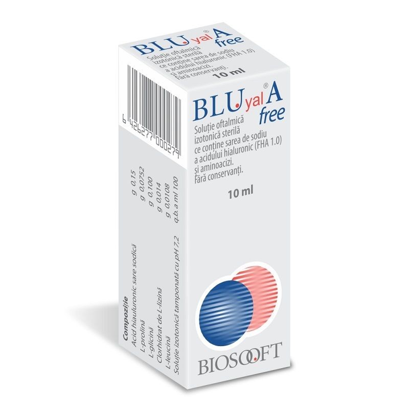 Blu Yal Free sol oft 10ml (Hialuronat Sodiu 0.15%) Biosooft