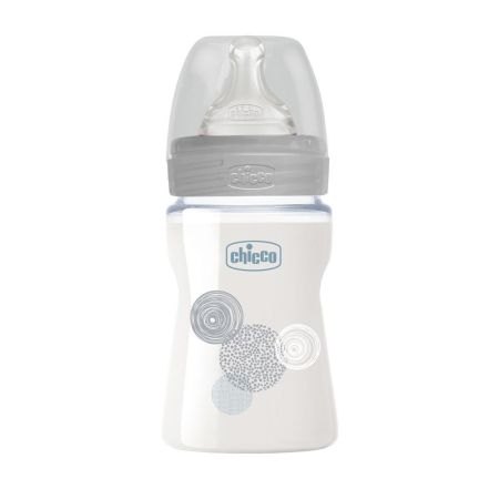 Chicco Biberon Wellbeing de sticla 150ml tetina silicon flux normal unisex 0luni+ incolor