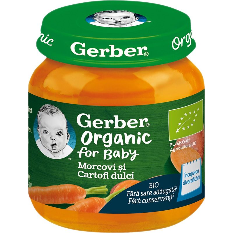 Gerber Organic Piure Morcovi si Cartofi Dulci 125g