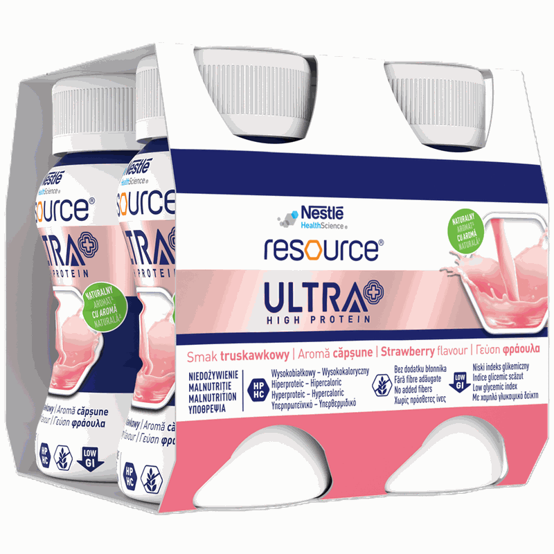 Nestle Resource Ultra+ High Protein Capsune 125ml x 4fl