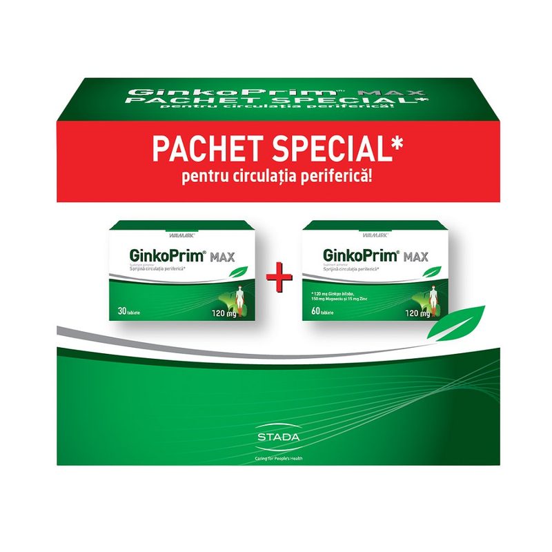 Walmark Ginko Prim Max 120mg x 60cpr+Ginko Prim Max 120mg x 30cpr Cadou