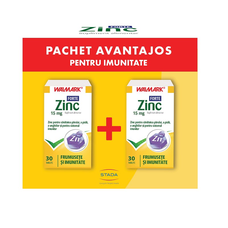 Walmark Zinc Forte 15mg x 30cpr 1+1 Pachet