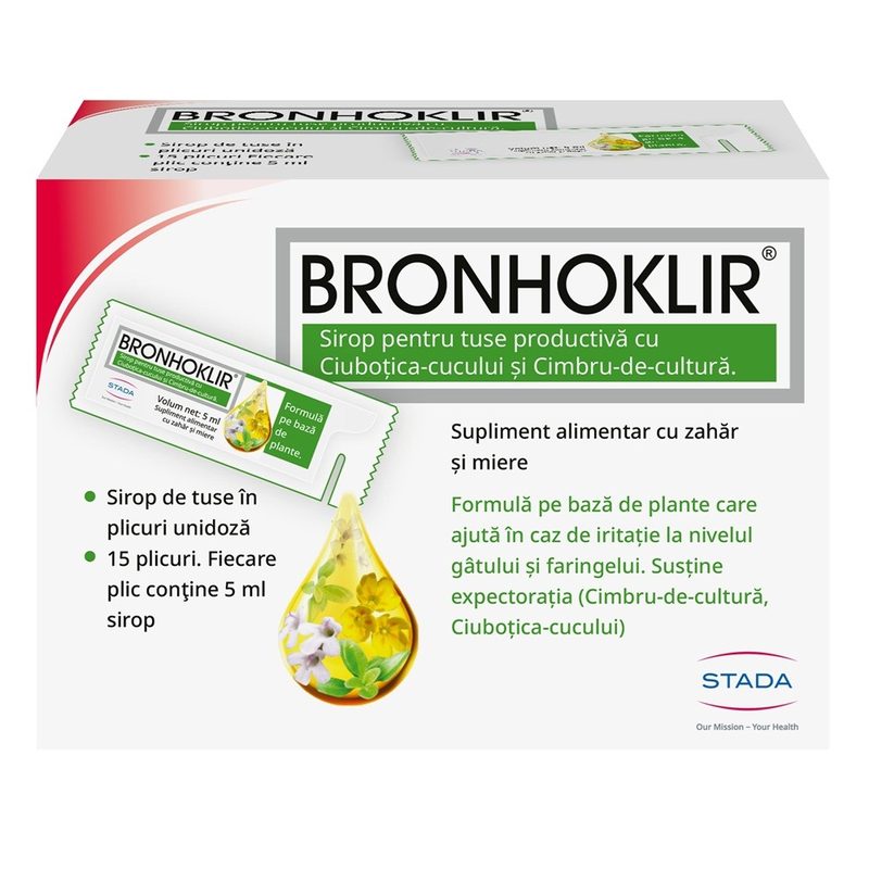 Bronhoklir Sirop Tuse Productiva 5ml x 15plic Hemofarm