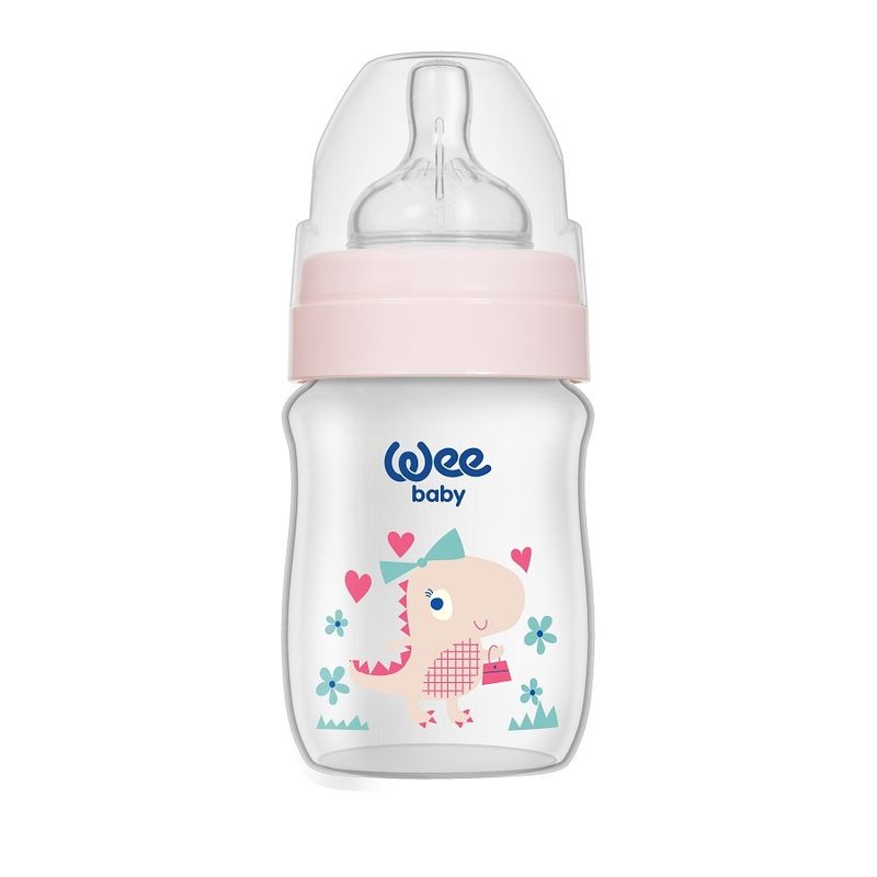 WeeBaby Biberon Roz 150ml cu Gat Larg PP cu Desen 135