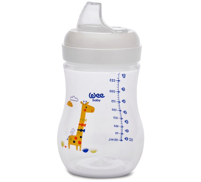 WeeBaby Pahar Alb PP cu Tetina Forma Rotunda si Accesoriu pt Invatare +18l 297