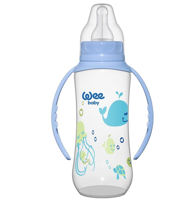 WeeBaby Biberon Bleu 270ml cu Maner PP Clasic cu Tet Sil pt Lapte 745