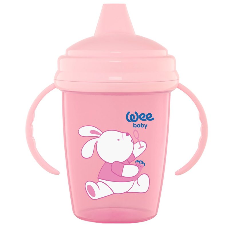 WeeBaby Cana Roz Anti-Curgere cu Manere Cioc din Sil si Capac 755