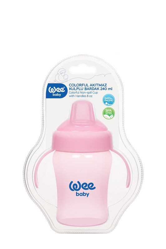 WeeBaby Cana Anti-Curgere Roz cu Manere Cioc din Sil si Capac 240ml 775