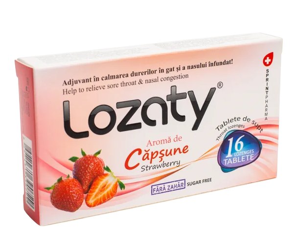 Lozaty Capsune fara Zahar x 16cpr supt Sprint Pharma
