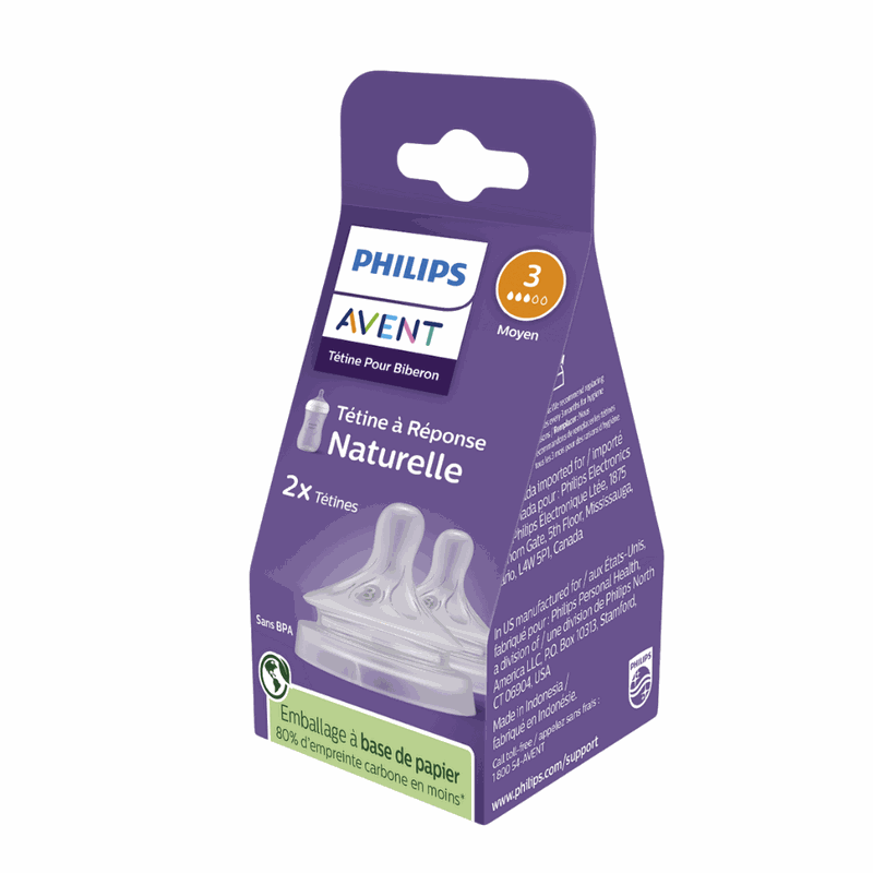 Avent Philips SCY963/02 Tetina Natural Response 3 Orificii +1luna x 2buc