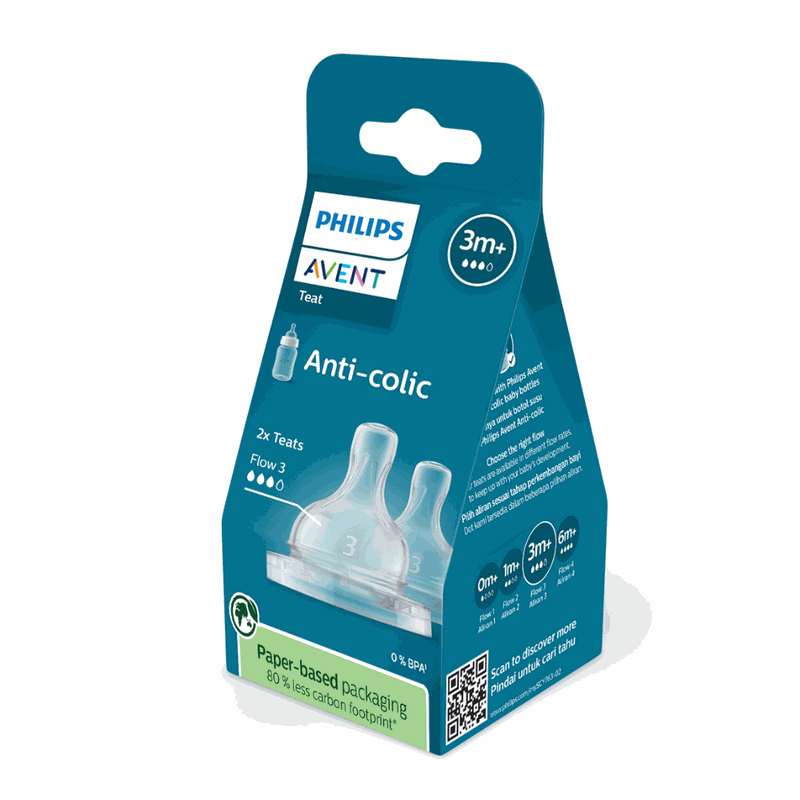Avent Philips SCY763/02 Tetina Anticolici 3 Orificii +3luni x 2buc