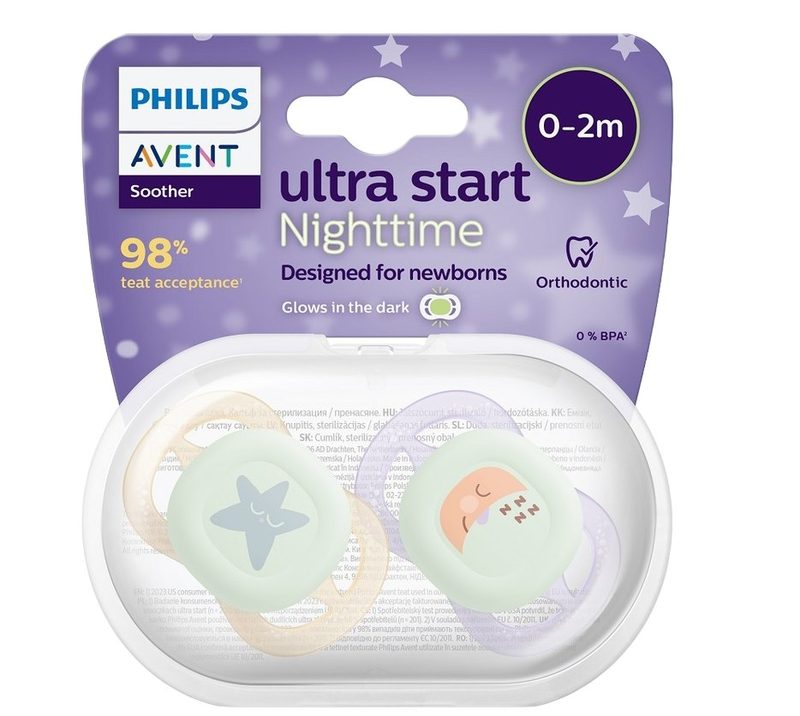 Avent Philips SCF075/07 Suzete Ultra Start Night 0-2luni x 2buc