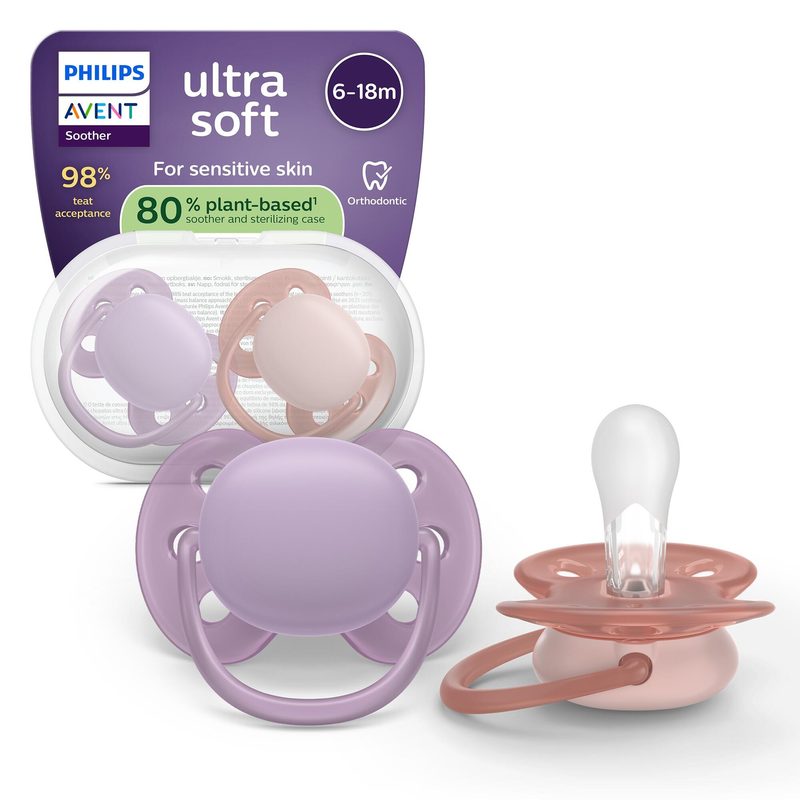 Avent Philips SCF091/43 Suzeta Ultra Soft Mov/Roz 6-18luni x 2buc