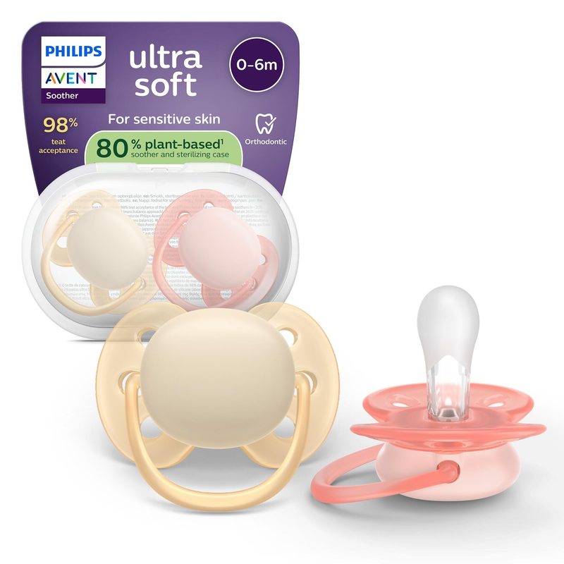 Avent Philips SCF091/38 Suzeta Ultra Soft Crem/Roz 0-6luni x 2buc