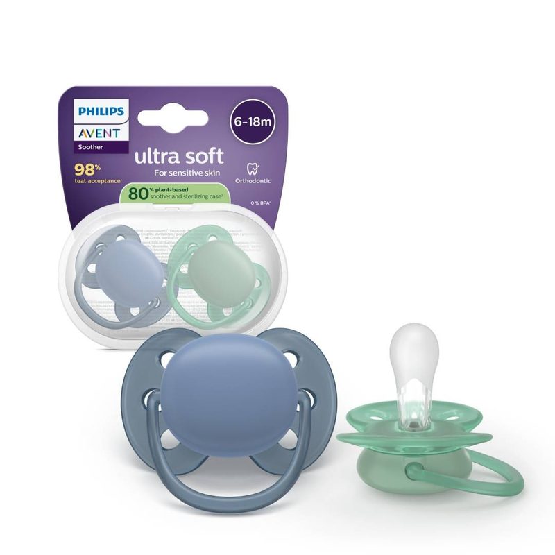 Avent Philips SCF091/42 Suzeta Ultra Soft Albastru/Verde 6-18l x 2buc