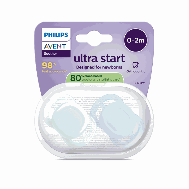 Avent Philips SCF075/12 Suzeta Ultra Start Albastru/Verde 0-2l x 2buc