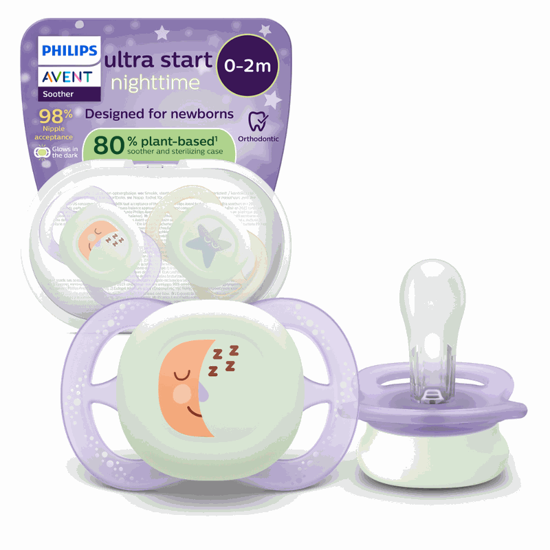 Avent Philips SCF075/17 Suzeta Ultra Start Fosforescent Luna 0-2l x 2buc