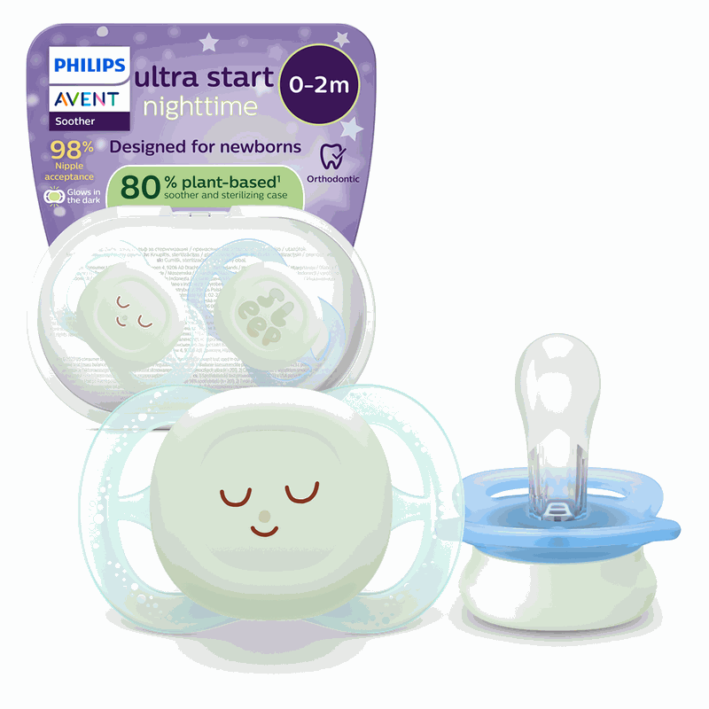 Avent Philips SCF075/18 Suzeta Ultra Start Fosforescent Somn 0-2l x 2buc