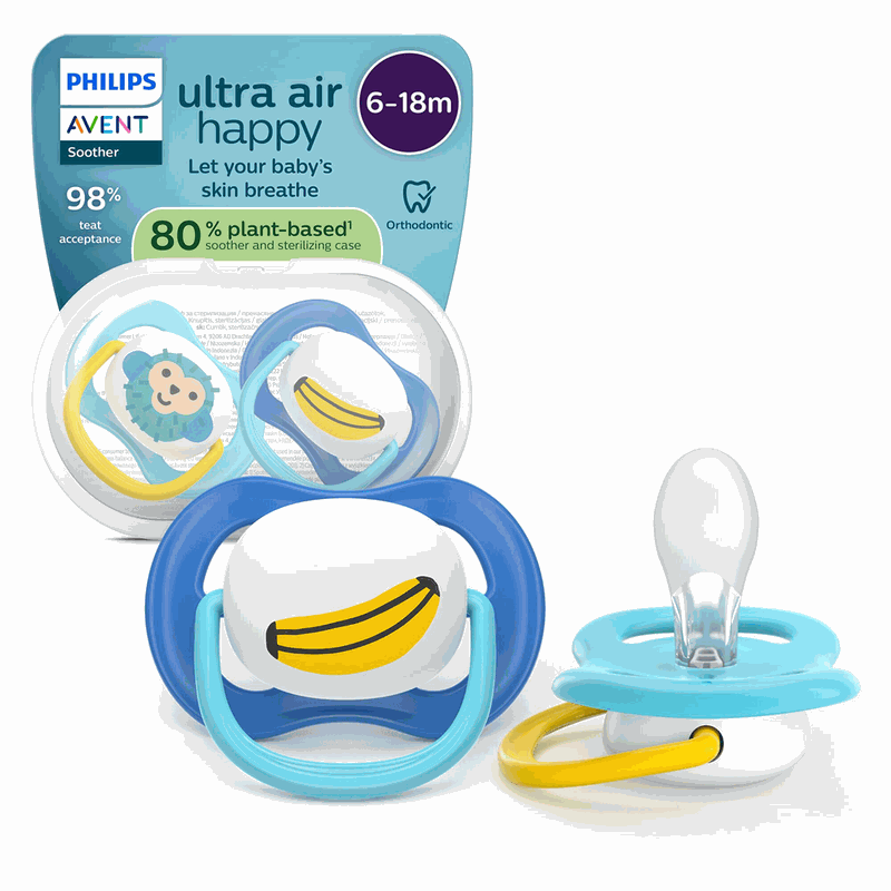 Avent Philips SCF080/26 Suzeta Ultra Air Maimuta/Banana 6-18l x 2buc