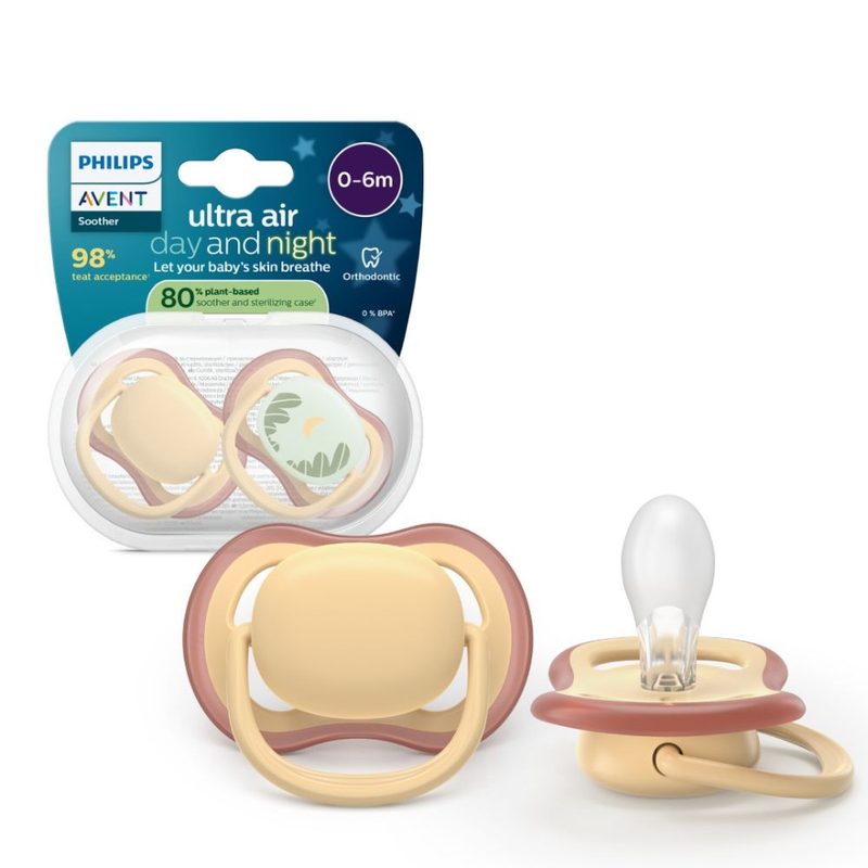 Avent Philips SCF087/09 Suzeta Ultra Air Fosforescent Galben 0-6l x 2buc