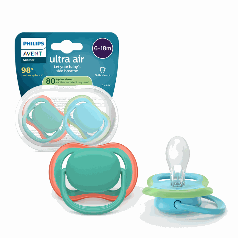 Avent Philips SCF087/10 Suzeta Ultra Air Albastru/Verde 6-18l x 2buc