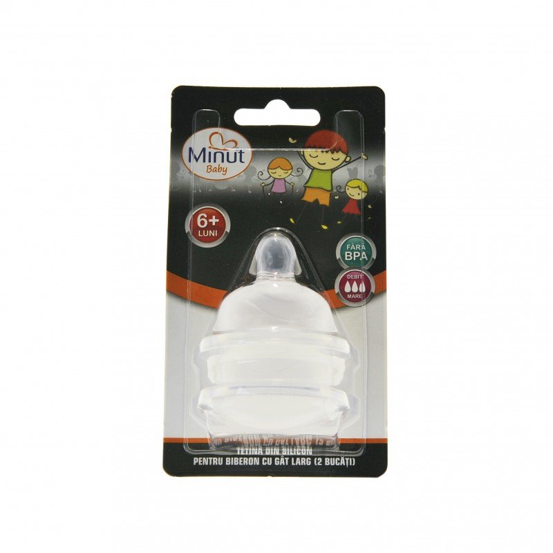 Tetine Silicon Blister Gat Larg 6+ x 2buc Minut Baby TR-2011007-6